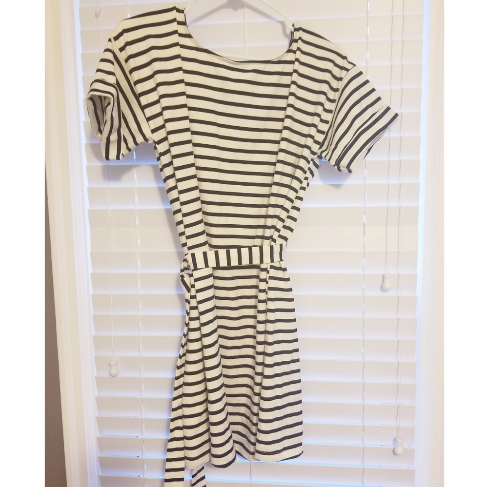 Black and white striped dress